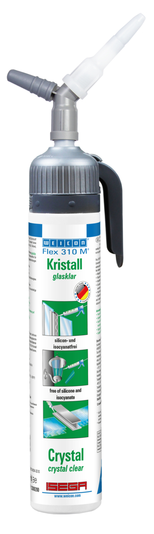 Flex 310 M® Cristal Polímero MS | Adhesivo elástico a base de polímero MS en envase Presspack para trabajar sin fatiga