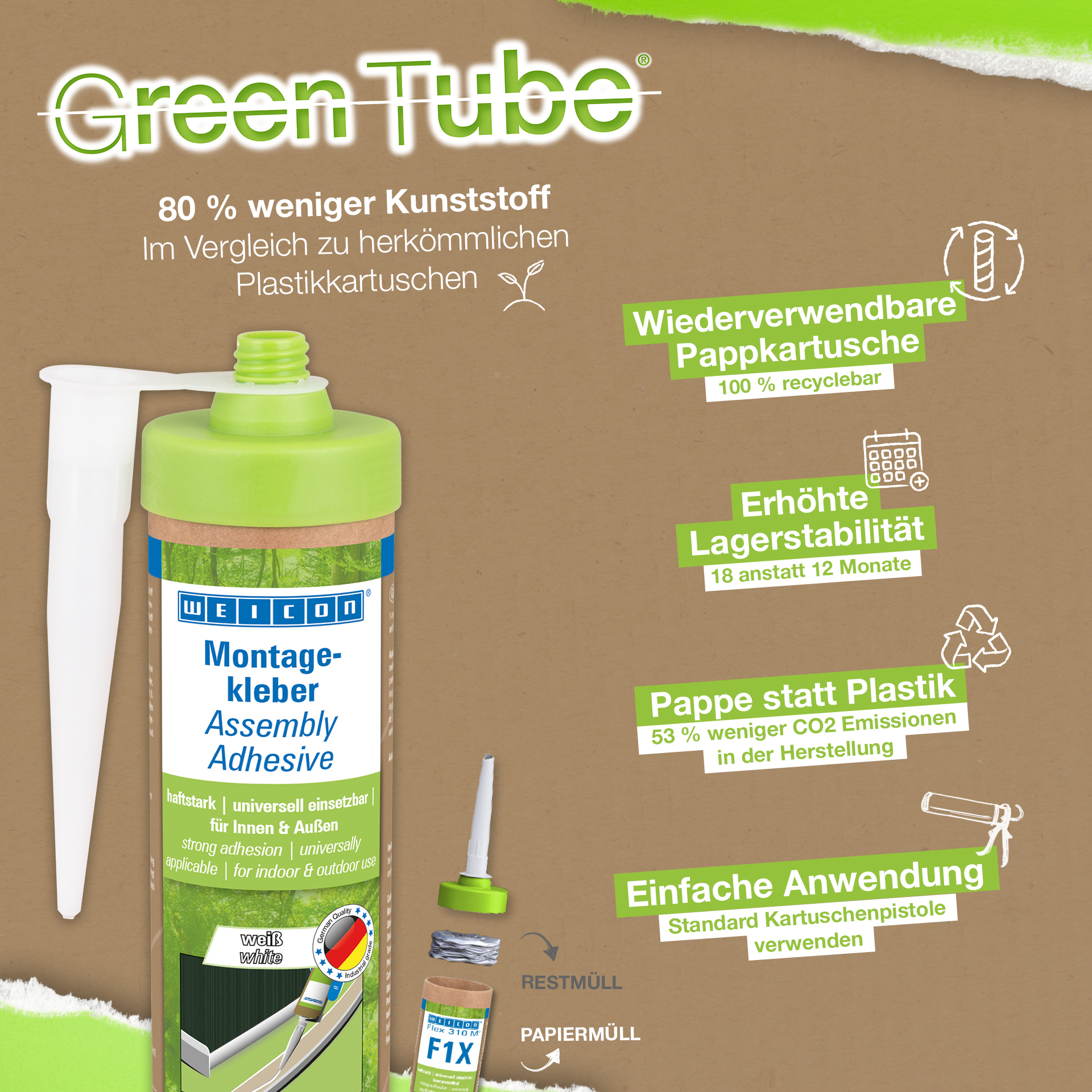 WEICON Green Tube Adhesivo de Montaje