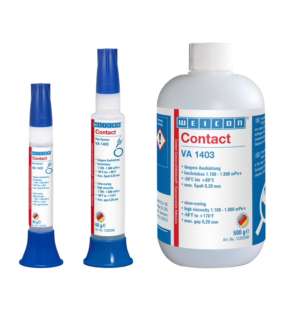 Contact VA 1403 Adhesivo de Cianoacrilato | adhesivo instantáneo resistente a la humedad con alta viscosidad