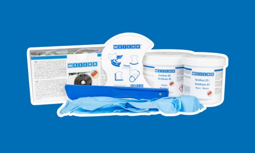 Sistema de uretano sobre fondo azul