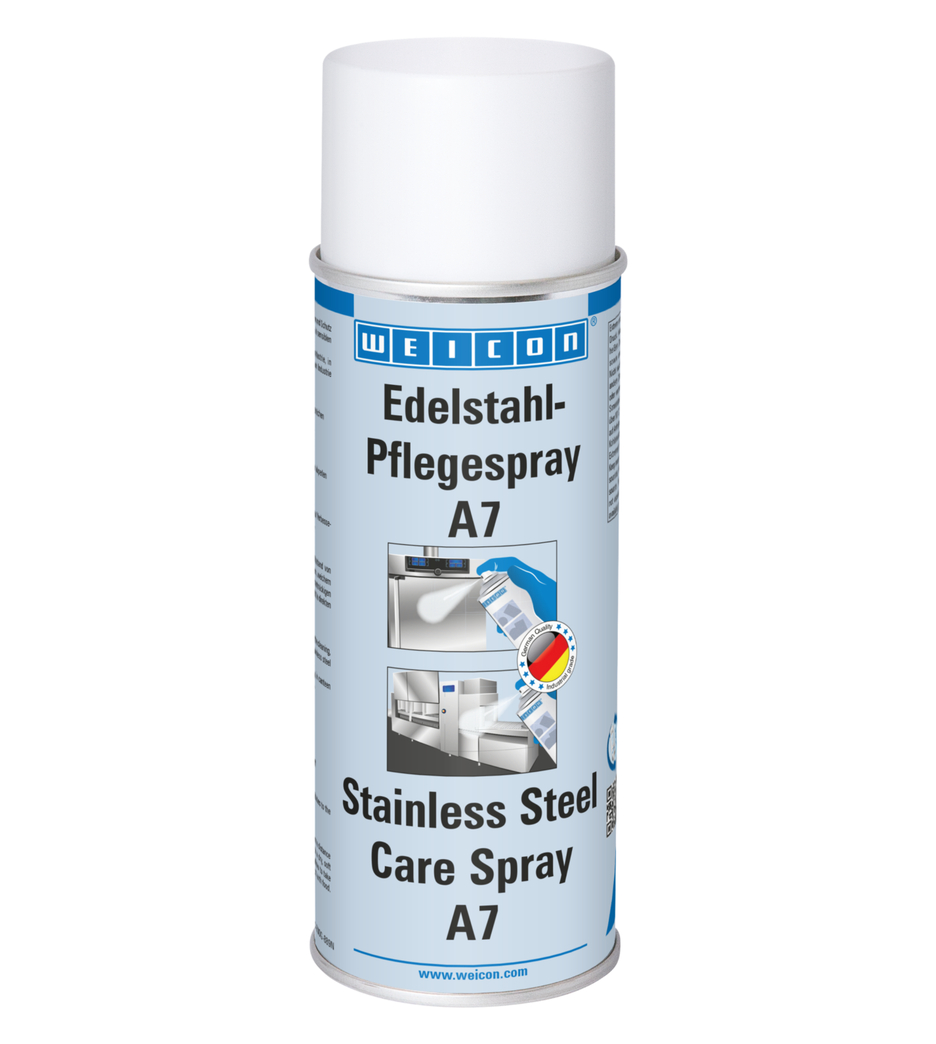 Spray Limpiador de Acero Inoxidable A7 | limpieza potente, así como protección y cuidado del acero inoxidable en el sector alimentario